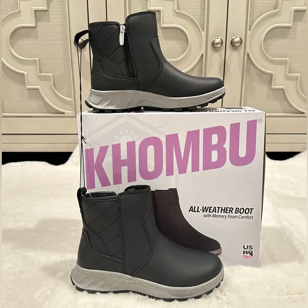 Khombu Dusk Ladies Size 6 All Weather Boot, Black